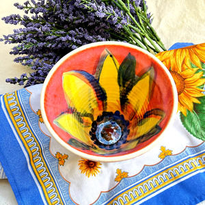 Sunflower Pottery Vase or Pen/Pencil Holder Orange Yellow & Green